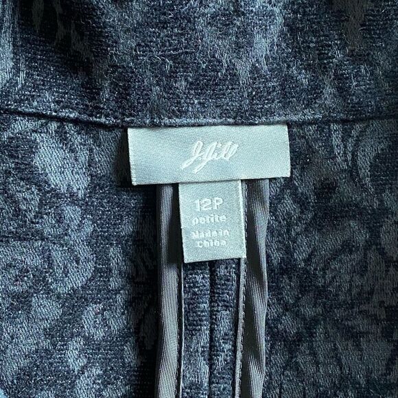 J. Jill Blazer Jacket Black Brocade 12 Petite Classy Minimalist - Picture 4 of 10